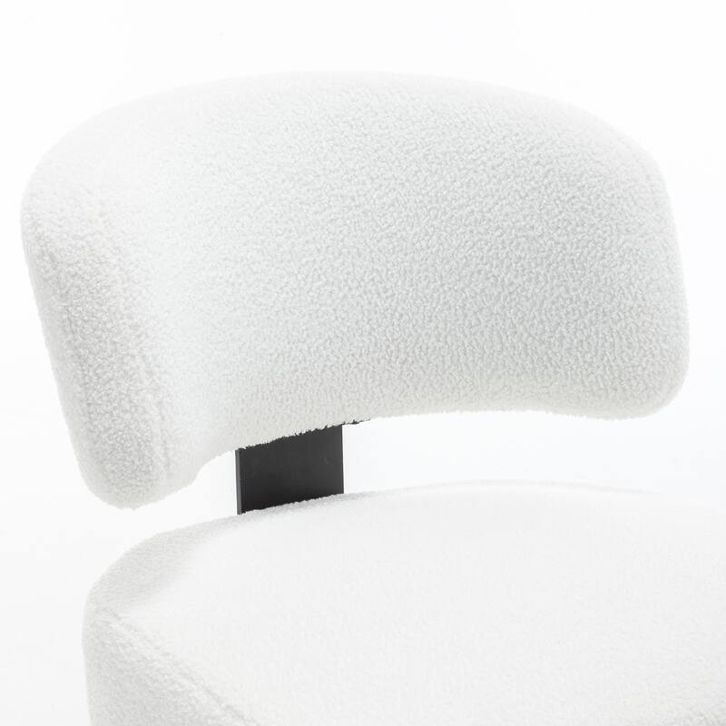 SEYNAR Modern Armless Faux Sherpa Accent Chair with Metal Legs