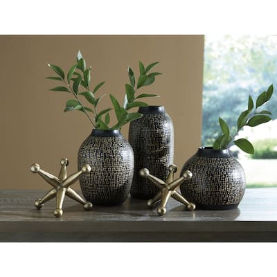Signature Design by Ashley Vinburn Black/Gold Finish Accessory Set (Set of 5)
