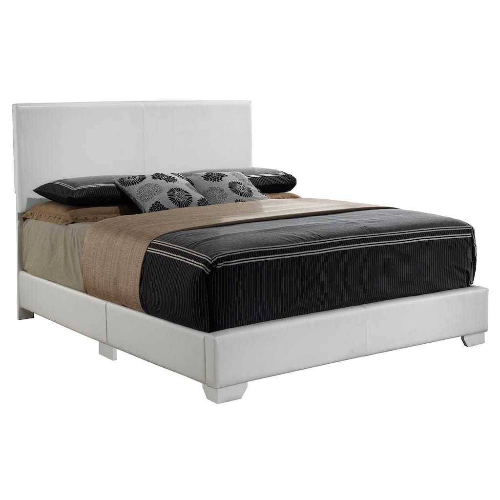 Full Faux Leather Upholstered Panel Bed - 81" - White