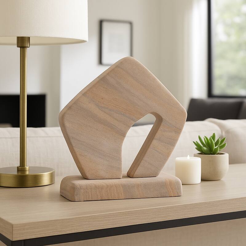 Sandstone Decorative Object Minimalist Statuary Home Decor - 7" Tan - 7.25"