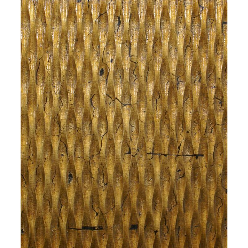 Modern Style Wooden Wall Decor with Patterned Carving, Small, Gold - 6 x 12