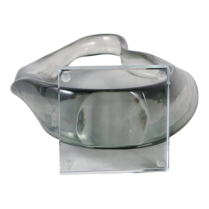 Resin Sculpture Statement with Crystal Base Modern Accent - 16" Gray - 8.25" x 4" x 16"