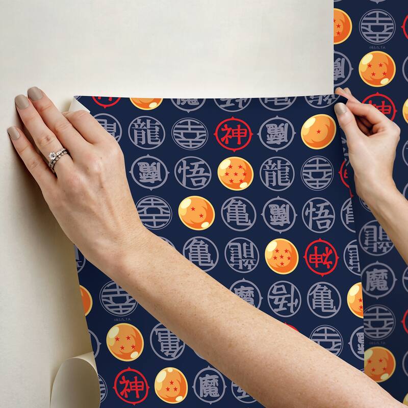 RoomMates Dragon Ball Z Symbols Blue Peel and Stick Wallpaper - N/A