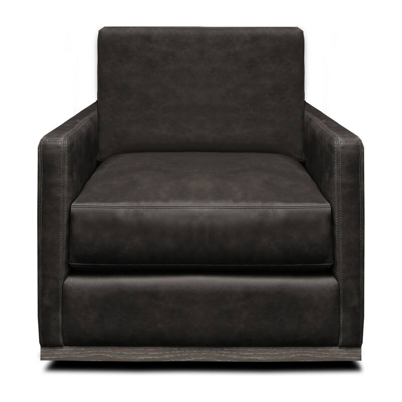 Monterrey Top Grain Leather Modern Americana Swivel Armchair