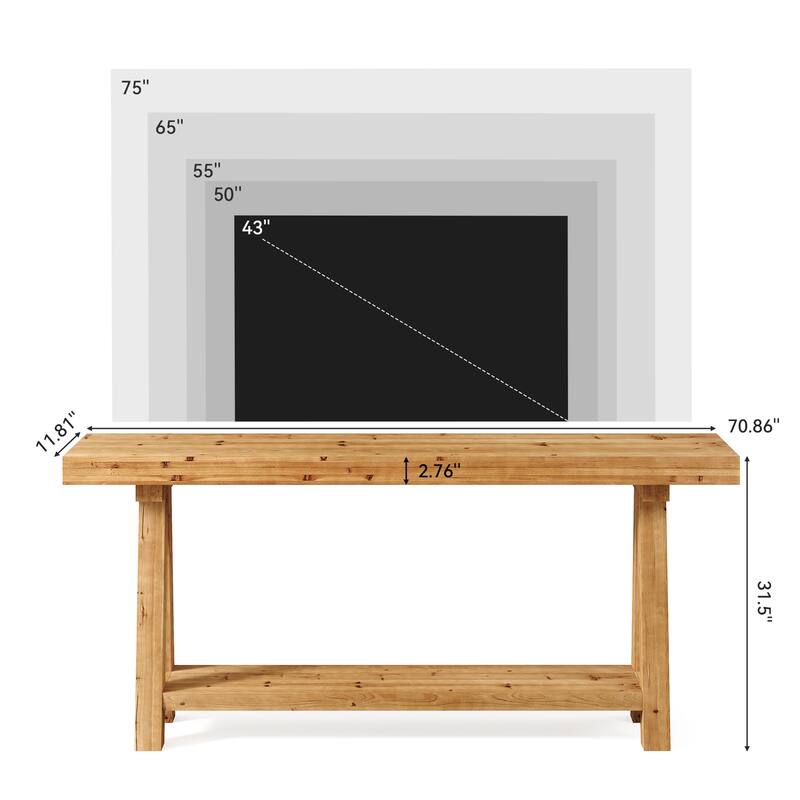 71-Inch TV Stand for 65/70/75-Inch TVs, Extra Long TV Media Console Entertainment Center with Shelve for Bedroom, Living Room