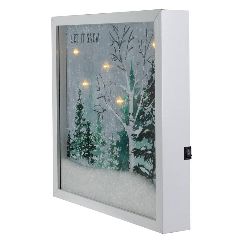 LED Lighted Let it Snow Winter Forest Christmas Canvas Wall Art 10" x 10"