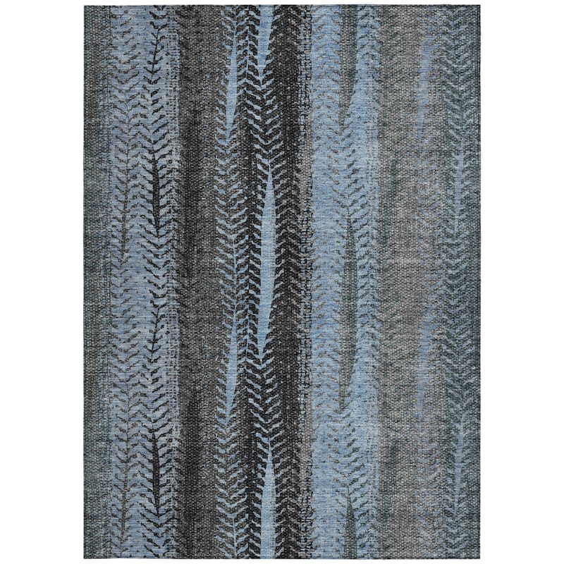 HomeRoots Botanical Leaves Transitional Rectangle Outdoor Rug