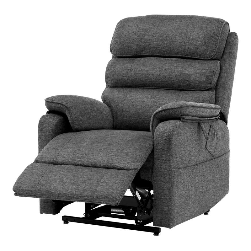 Beige Chenille Dual-Motor Lift Chair, Massage, Heat & Recliner