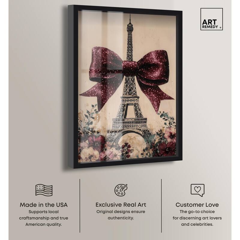 Sparkling Bow Eiffel Tower Shadowbox by Art Remedy
