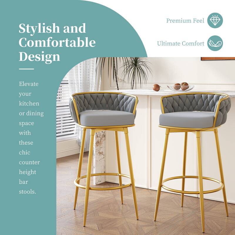 Swivel Counter Height Bar Stools Set Of 2 - Grey