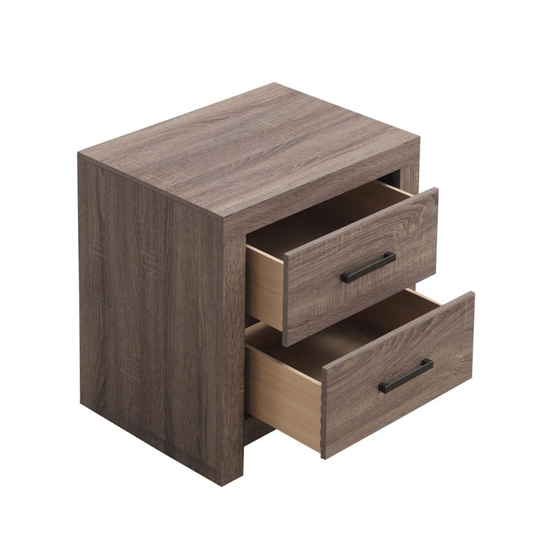 2 Drawers Wooden Nightstand in Barrel Oak