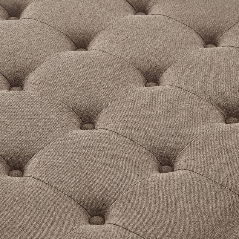 30"L Square Storage Ottoman Bench, Upholstered Tufted Button Storage Bench With Nails Trim