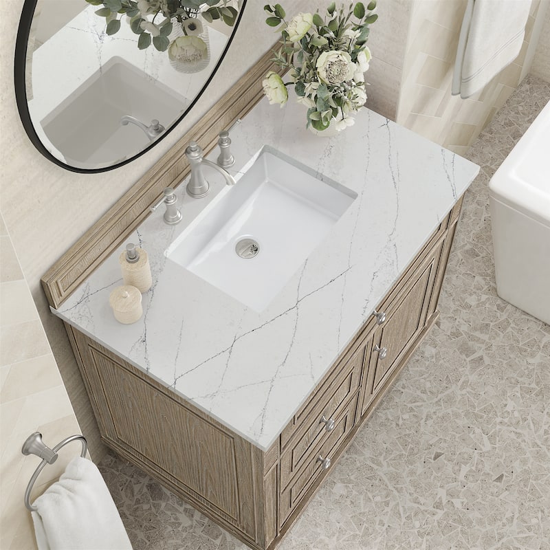 James Martin Vanities Lorelai 36" Single Vanity, Whitewashed Oak - Ethereal Noctis