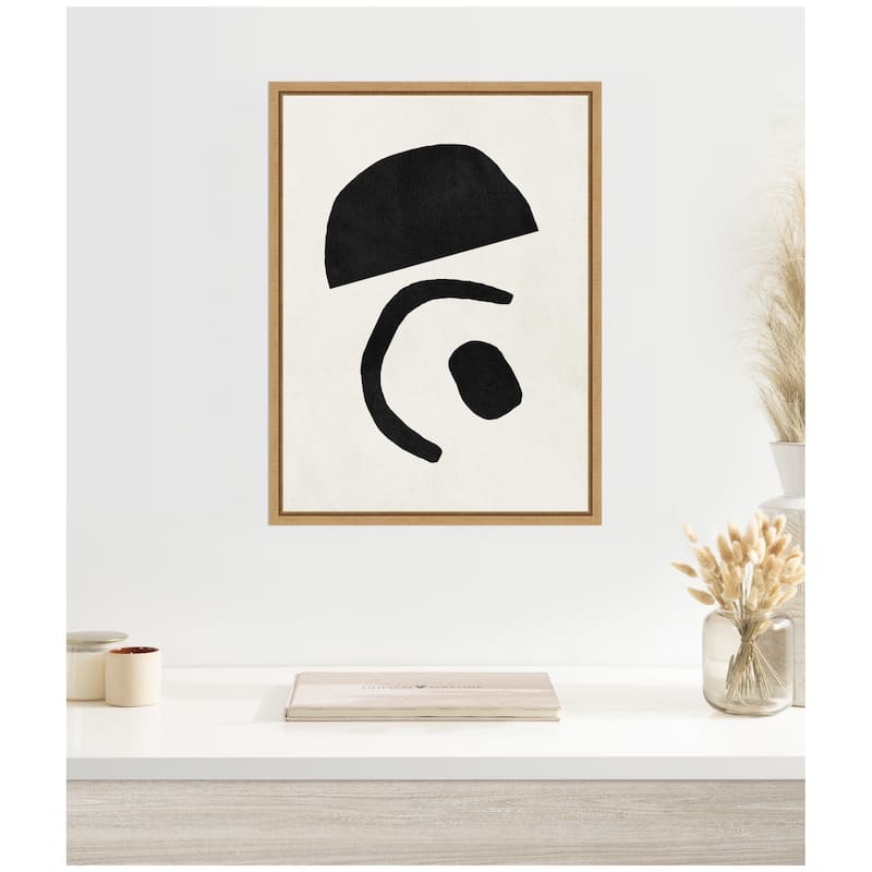 Kate and Laurel Sylvie Black Geometric Abstract 3 Framed Canvas by July Art Prints