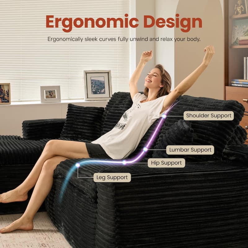OVIOS No-Assembly L-Shaped Chaise Sofa
