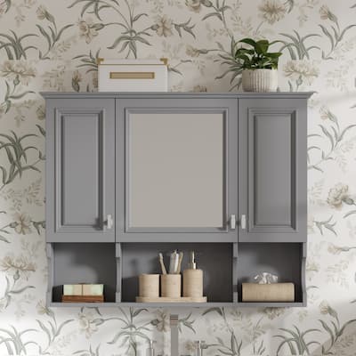 35''x 28''Wall Mounted Bathroom Medicine Cabinet,Modern Bathroom Wall Cabinet with Mirror,Mirror Cabinet with Open Shelves