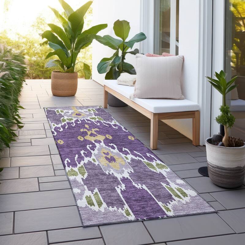 Machine Washable Indoor/ Outdoor Chantille Global Boho Rug - Purple - 2'3" x 7'6"
