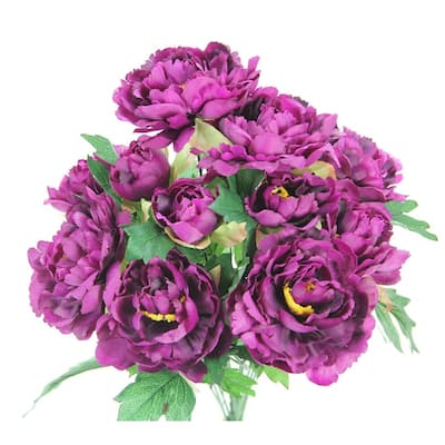 Artificial Spring Mixed Flower 11 stem Peony Bush , ABN1B013-PUR