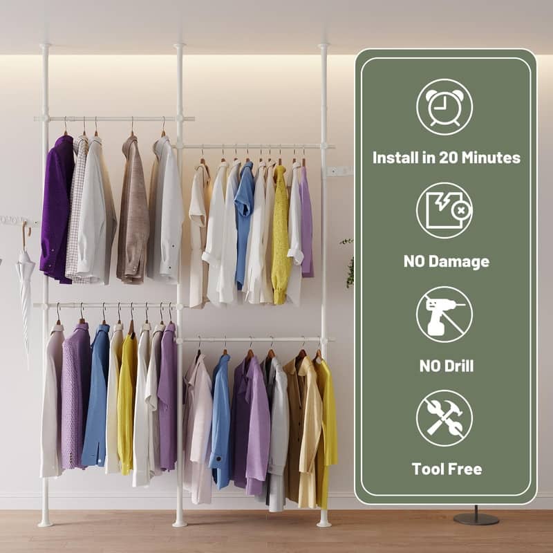 Metal Adjustable Height Clothing Hanging Rack