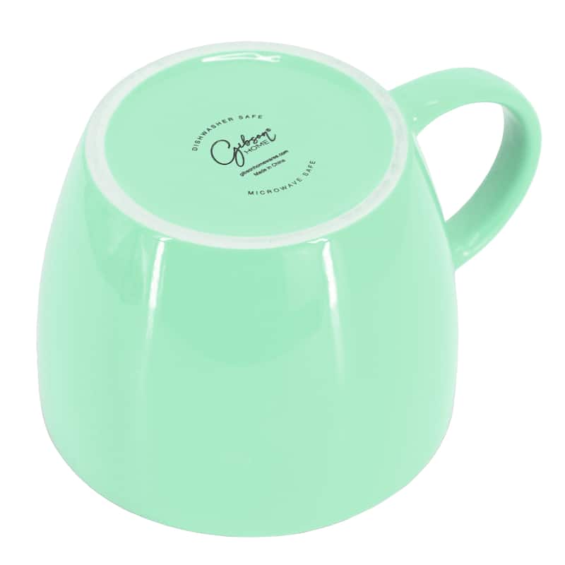 Gibson Home On The Go 4 Piece 25 Ounce Stoneware Soup Cup Set with Lid in Mint