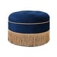 preview thumbnail 64 of 90, Yolanda 25" Tufted Round Footstool Ottoman with Rope Fringe
