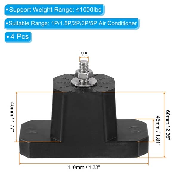 mini split anti vibration pads Anti-Vibration Rubber Pads Damper for Ductless Mini Split AC Condensers -  Anti-Vibration Mounts Pad, Air Conditioner Anti Rubber main image 1