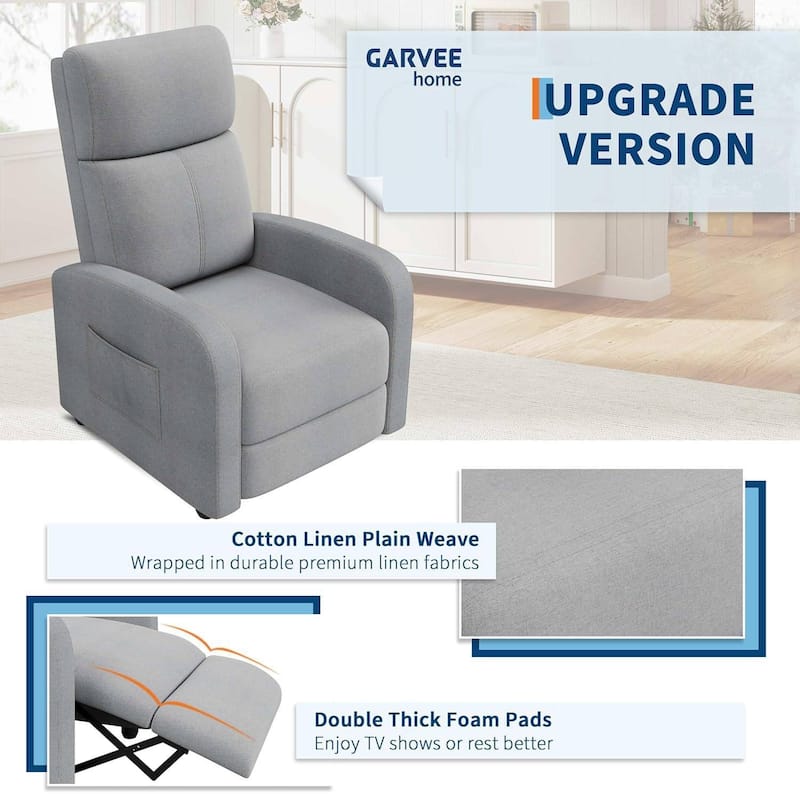 Linen Fabric Manual Recliner Sofa Chair for Living Room, Home