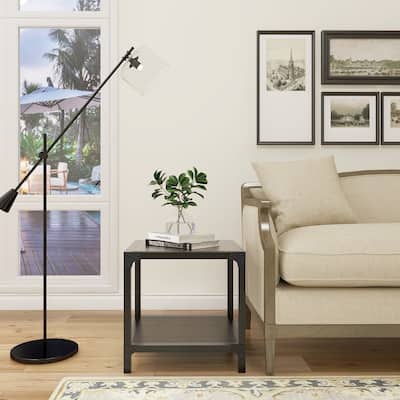 Davee Wood and Metal Square End Table with Shelf - 20''x20''x20''