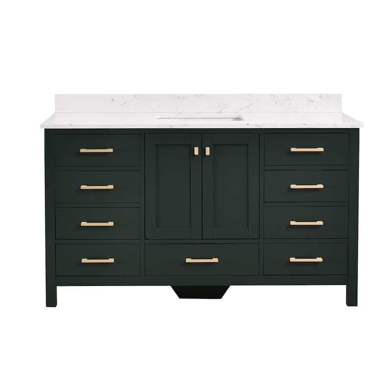 StarrySky 60 inch Undermount Single Sink Bathroom Vanity with Engineered Carrara Marble Top
