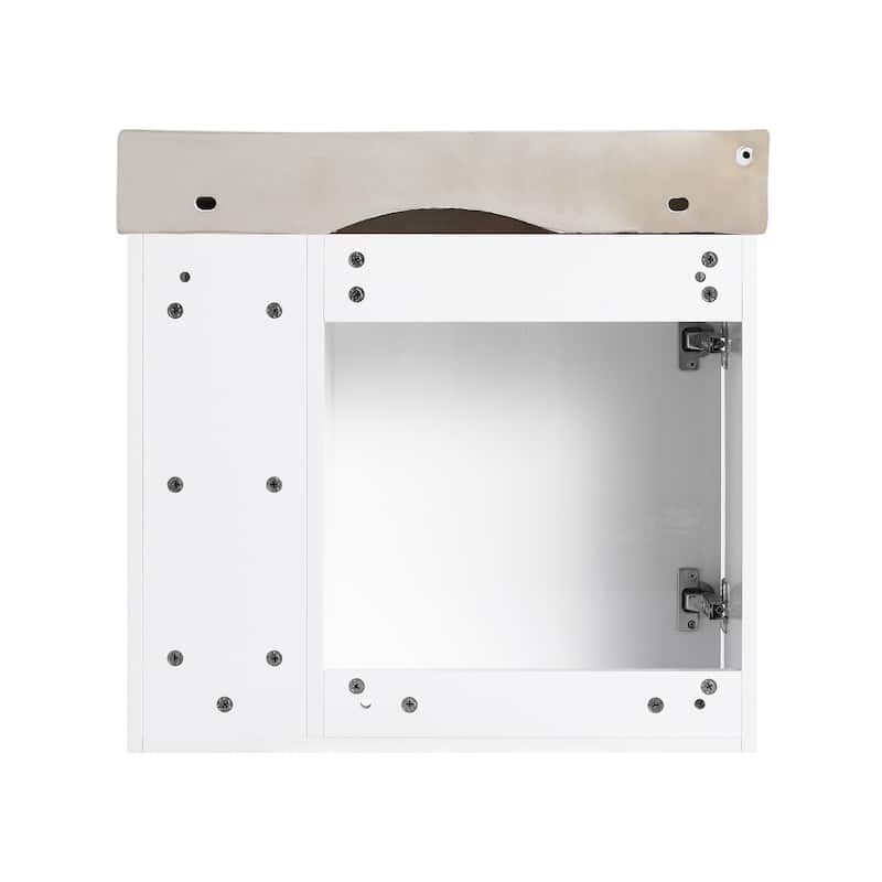 Malwee 24"/28" Floating Bathroom Vanity,Wall Mounted Bathroom Vanity with Ceramic Sink and Soft Close Door