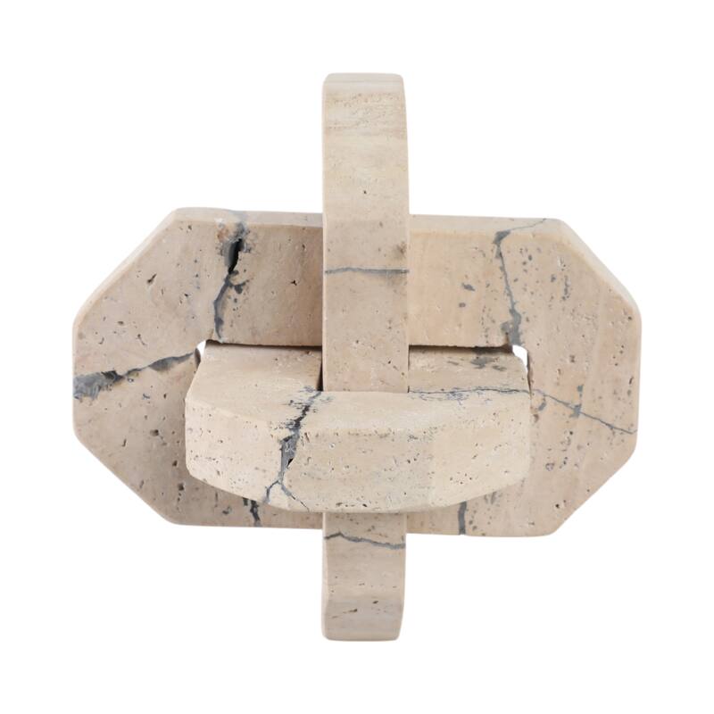 Stone Decorative Object Interlocking Geometric Sculptural Design