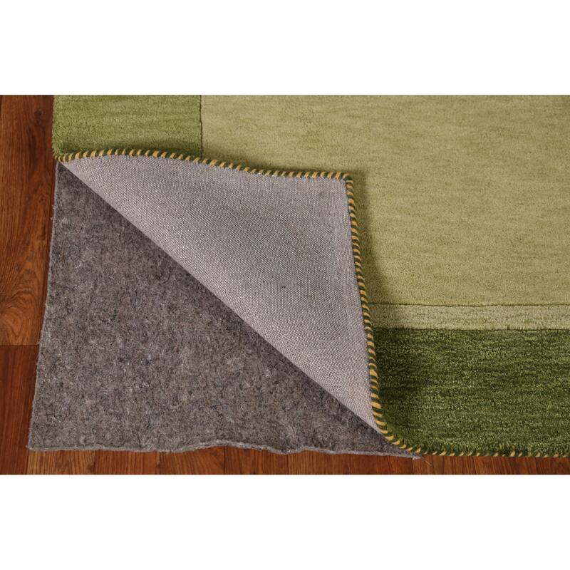 Green Gabbeh Indian Area Rug Handmade Wool Carpet - 5'3" x 7'7"
