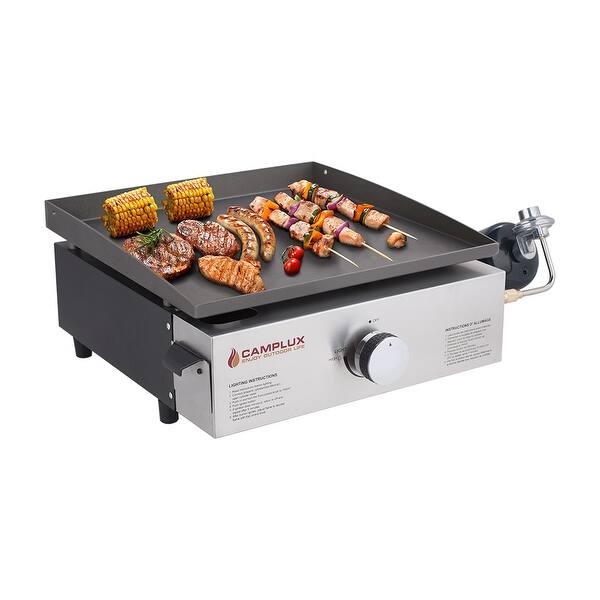 slide 1 of 5, Camplux Propane Gas Griddle Grill, 13,000 BTU Portable Outdoor Griddle, Tabletop Griddle with 1 lb LP Connector for Cooking