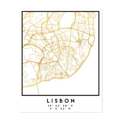 Lisbon Portugal Lisbon Street Map Maps Minimal Urban Art Print/Poster ...