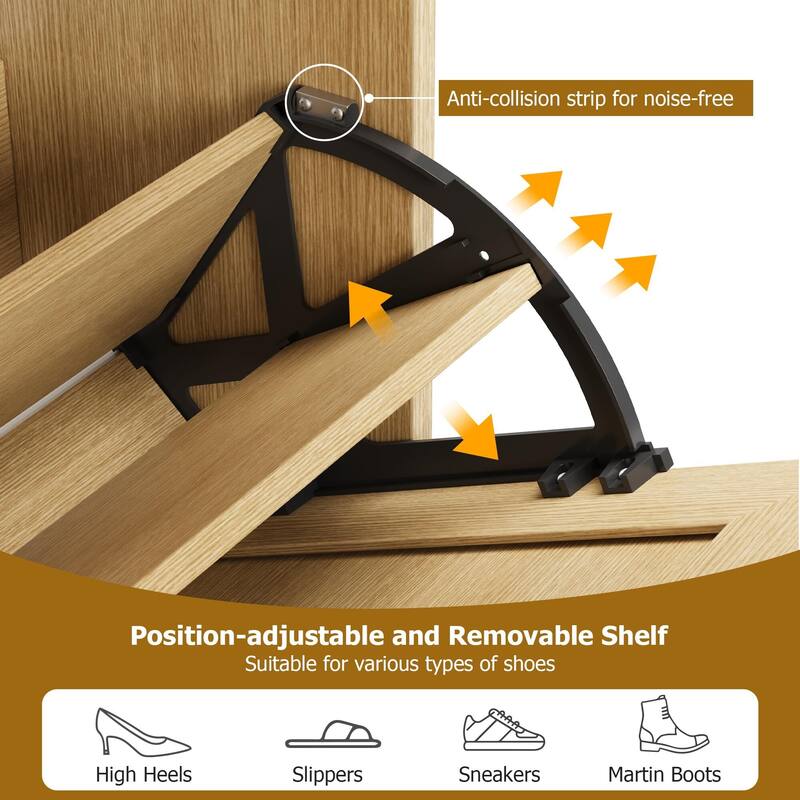 Rattan Shoe Storage Cabinet with 3 Flip Drawers - 3 Flip Drawers