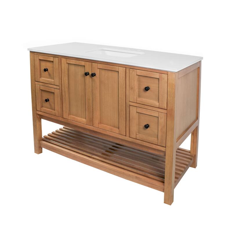 KitchenBathCollection Lakeshore 48" Bathroom Vanity with Engineered White Top