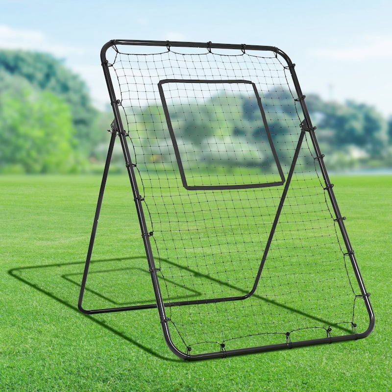 4x6 Feet Black Baseball and Softball Rebounder Net Pitch with Back Adjustable Angles
