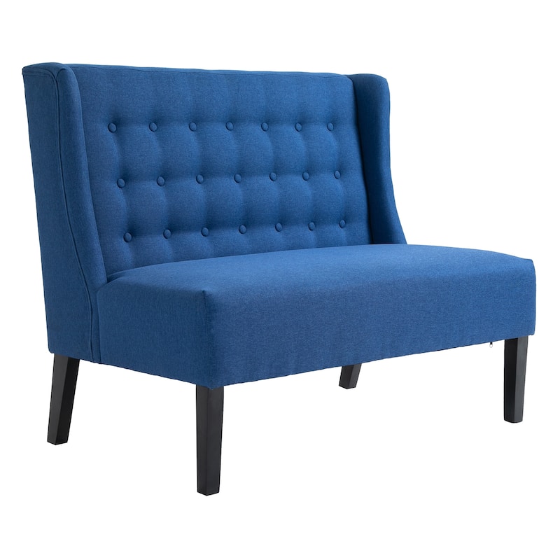 HOMCOM Linen Fabric Upholstery Double Sofa Tufted Loveseat Armless Couch Living Room Furniture with Wood Legs - 28.75*43.25*36.5