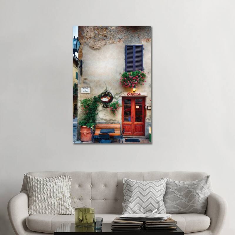 iCanvas "Quaint Restaurant Building In Pienza, Tuscany, Italy" by George Oze Canvas Print - 48x32x1.5