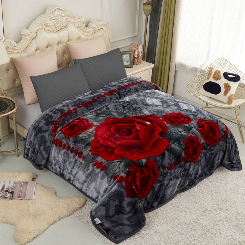 Raschel A&B Printed 2-ply Reversible Korean-style Plush Fleece Blanket
