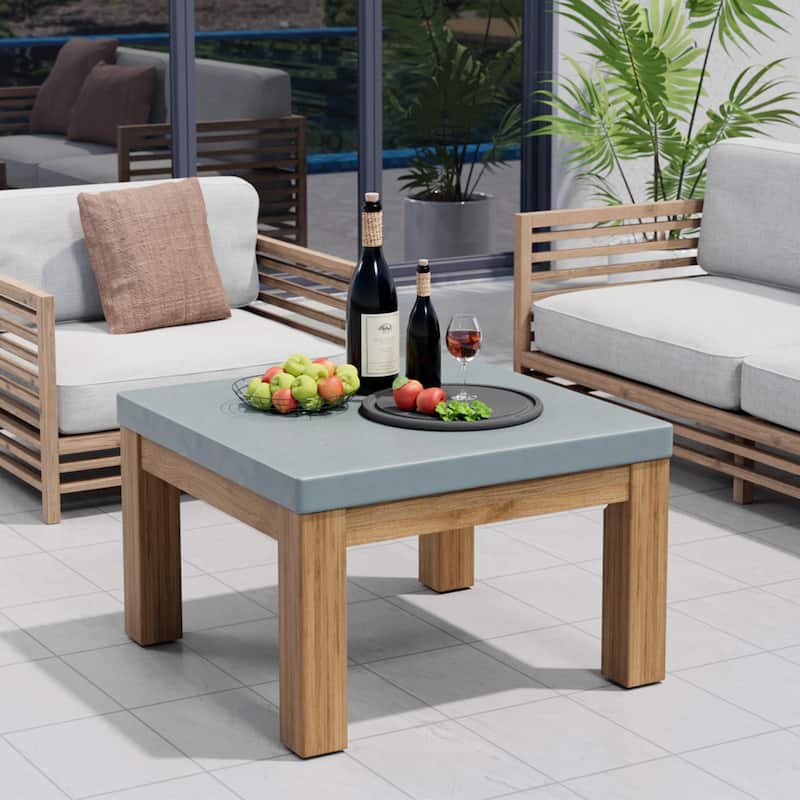 COSIEST Outdoor Solid Wood Square Coffee Table - Walnut