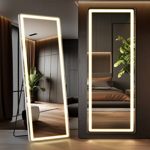 Full Length Rectangular Floor Mirror with LED Light