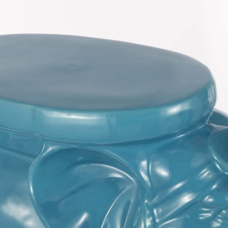 White Elephant 14.2" Ceramic Garden Stool, White by JONATHAN Y