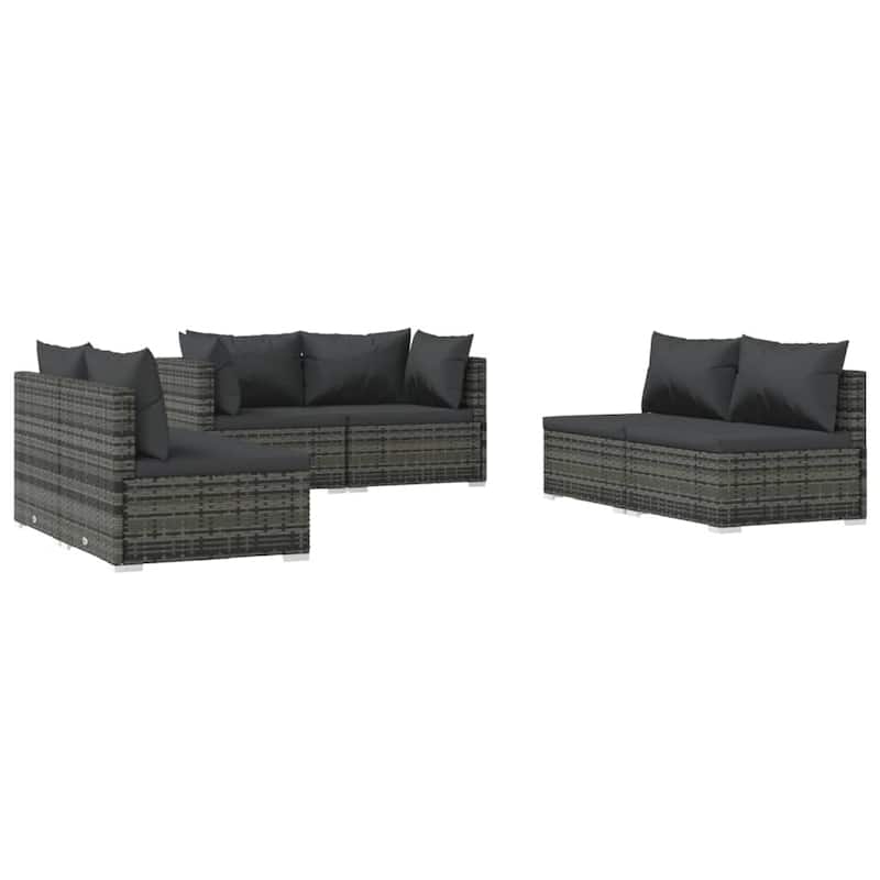 vidaXL Patio Lounge Set Outdoor Sectional Sofa Set Table Garden Poly Rattan - 27.6" x 27.6" x 23.8"