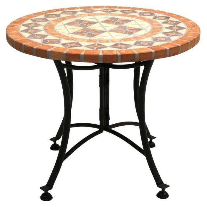 Daily Boutik 24-inch Round Bistro Style Mosaic Terracotta Tile Outdoor Patio Table - 24" x 24" x 20"