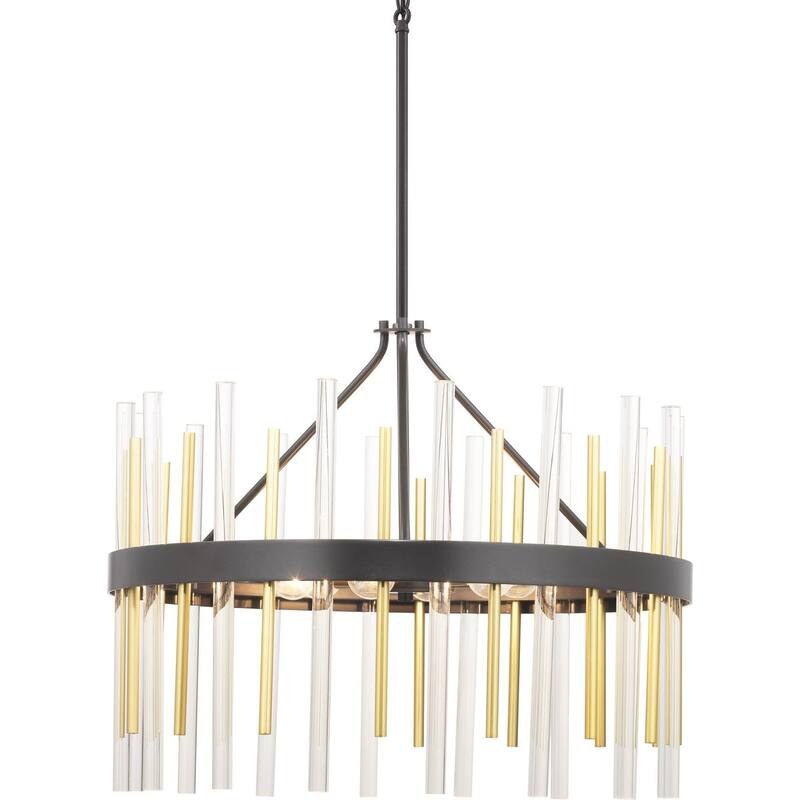 Orrizo Collection 6-Light Matte Black Clear Glass Luxe Chandelier Light - 8.380" x 26.250" x 26.500"