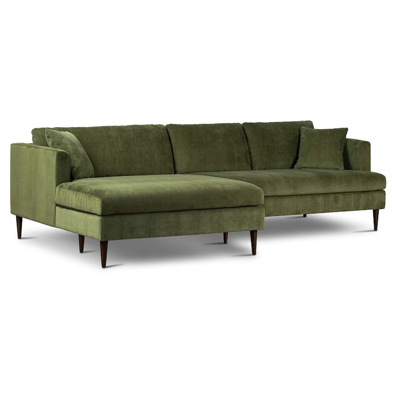 Poly & Bark Lucerne Sectional with Extra-Wide Chaise in Distressed Green Velvet