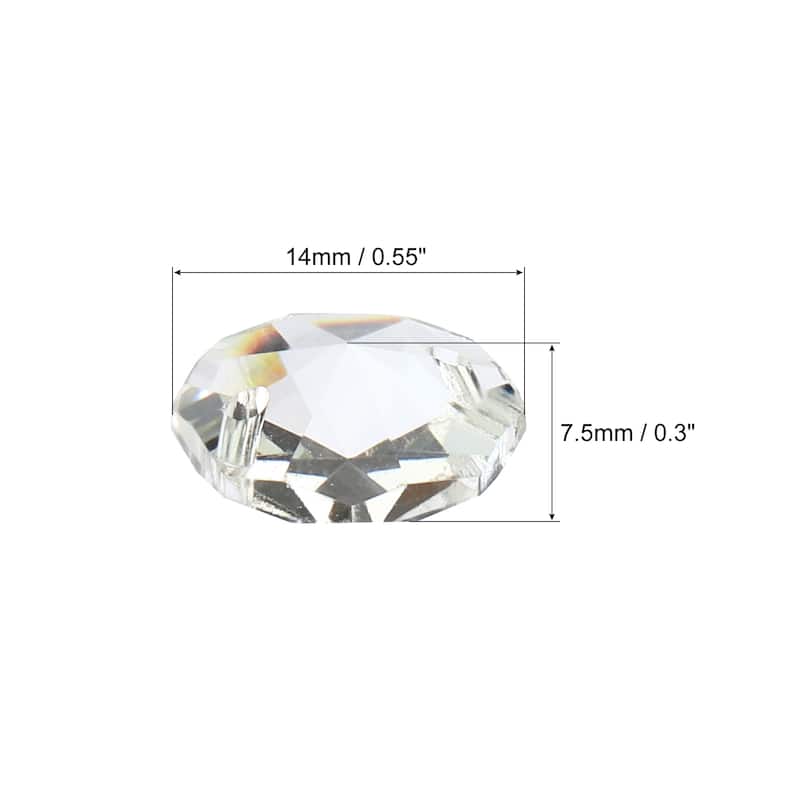 40Pcs 14mm Crystal Octagon Beads Chandelier Prisms Parts Hanging Beads - Clear