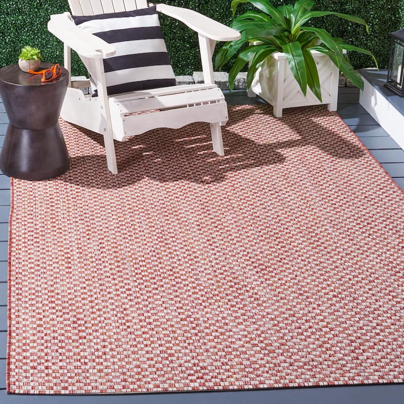 SAFAVIEH Courtyard Judi Indoor/ Outdoor Patio Backyard Rug - 8' x 10' - Rust/Light Grey