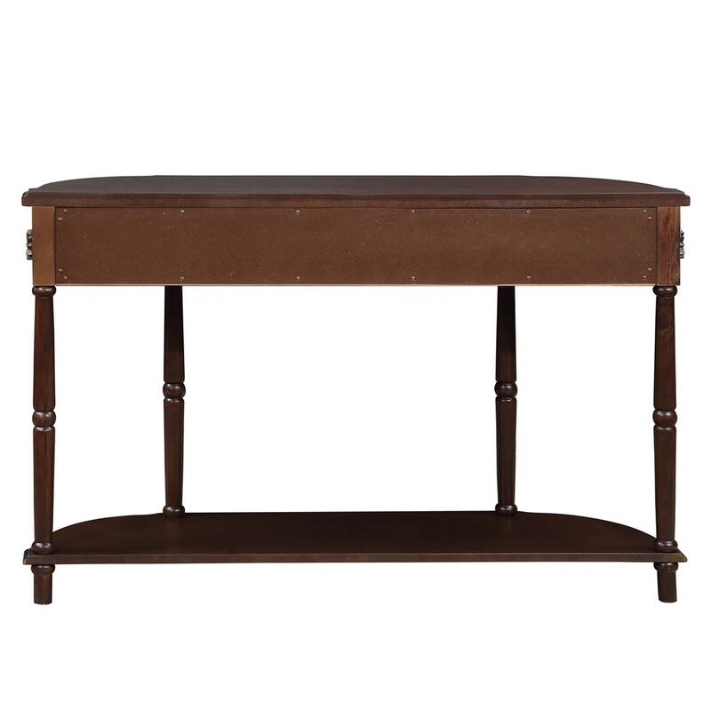 Living Room Hallway Retro Curved Wood Console Table Sofa Table with Shelf and 2 Drawers